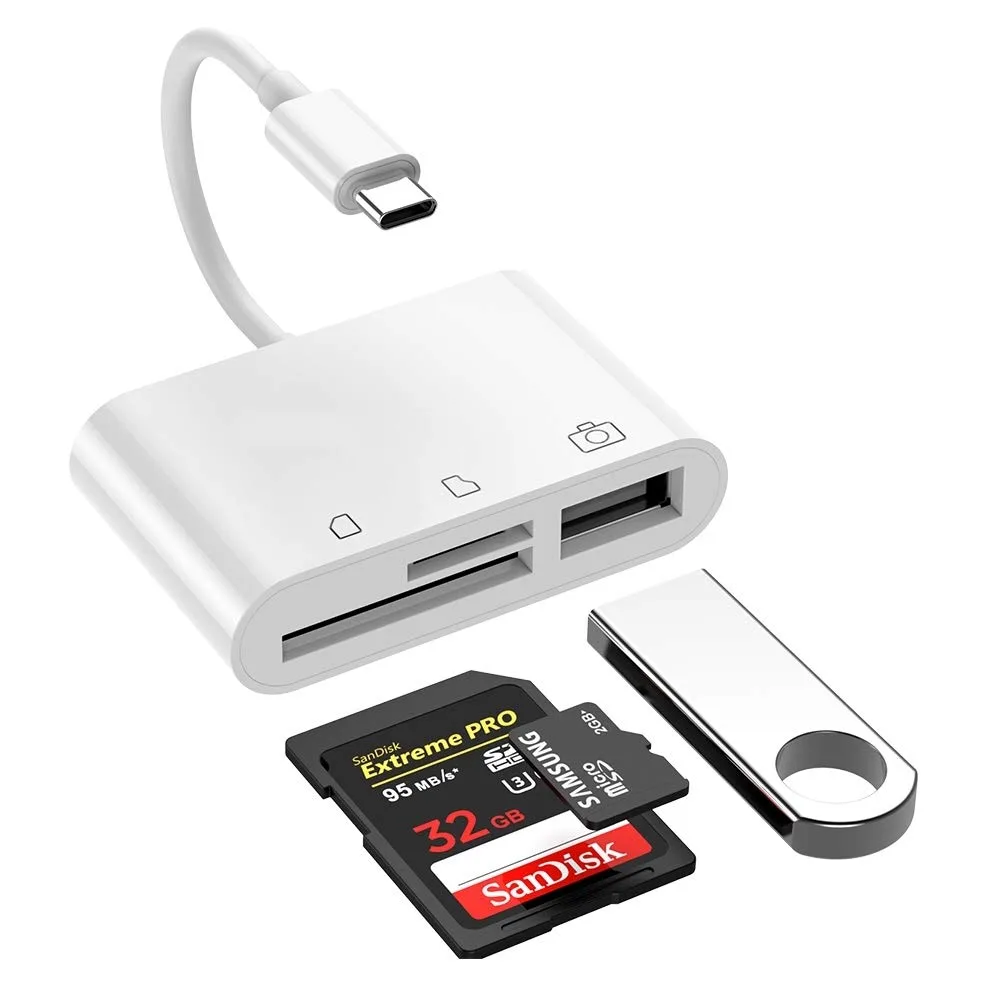 LUOM LUOM FX-439 3-in-1 USB 3.1 Card Reader White USB 2.0 OTG Camera Connection Kit — product photo