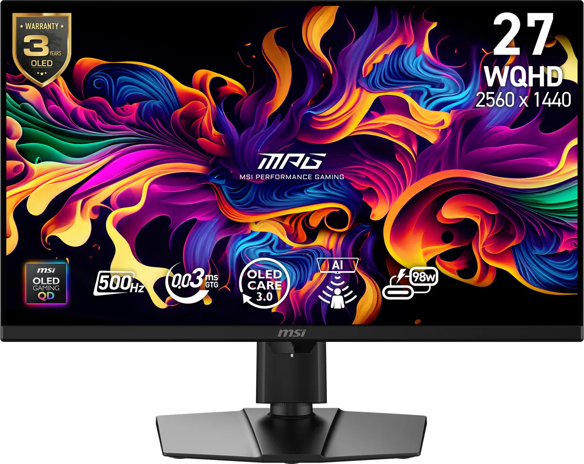MSI MSI MPG 271QR QD-OLED X50 27" 500Hz 0.03ms gaming monitor — product photo
