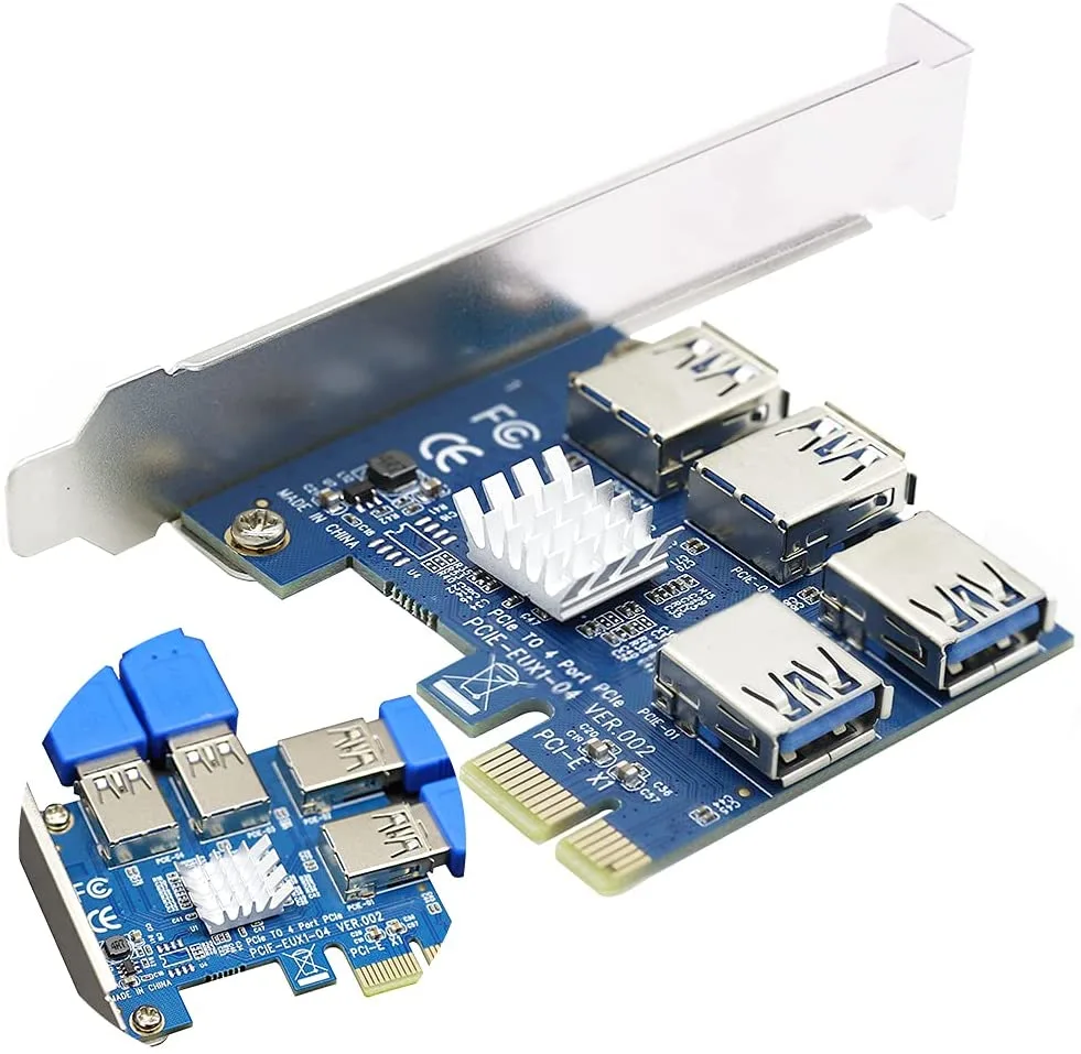 PENGQIAO PENGQIAO PCIe 1-to-4 Riser Card USB 3.0 expansion card — produktfoto