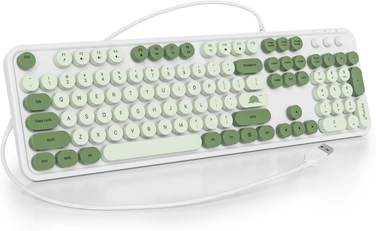 usbroway usbroway Wired Typewriter Gaming Keyboard Green Matcha 104-key — product photo