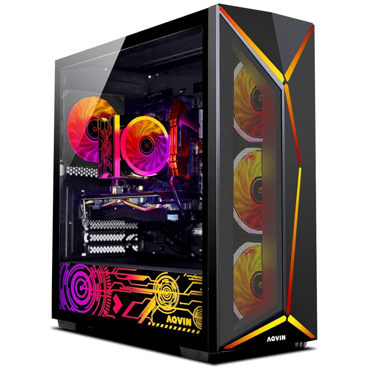 Black tower desktop PC with included keyboard and mouse