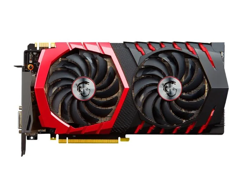 MSI GTX 1070 Ti Gaming graphics card, twin-fan cooler, black and silver finish, dual-slot metal backplate
