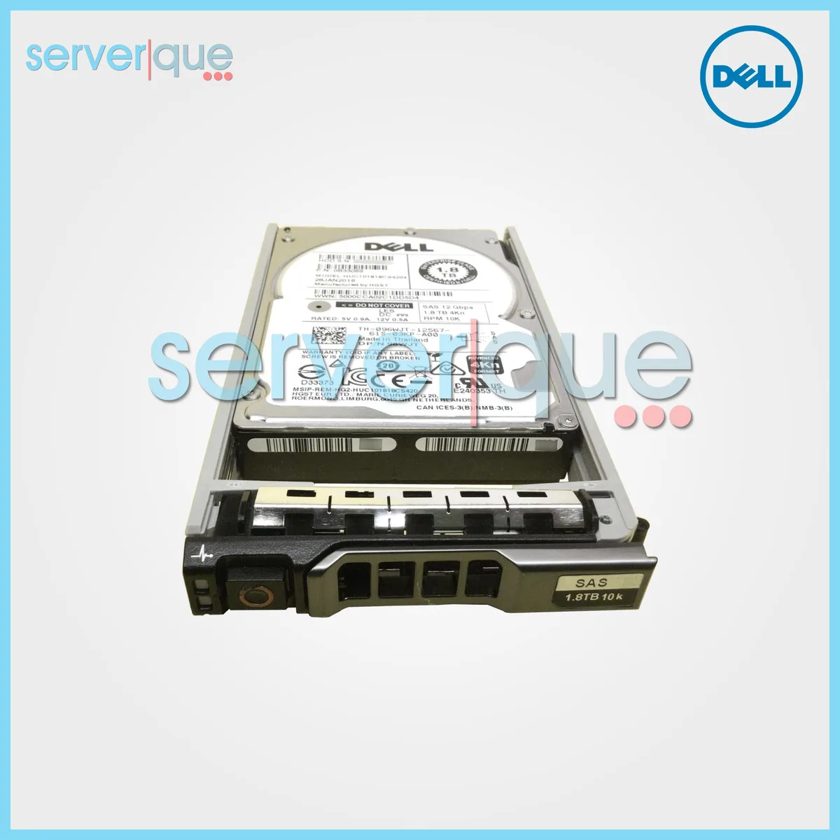 Silver 2.5 inch Dell SAS hard drive, model 96WJT
