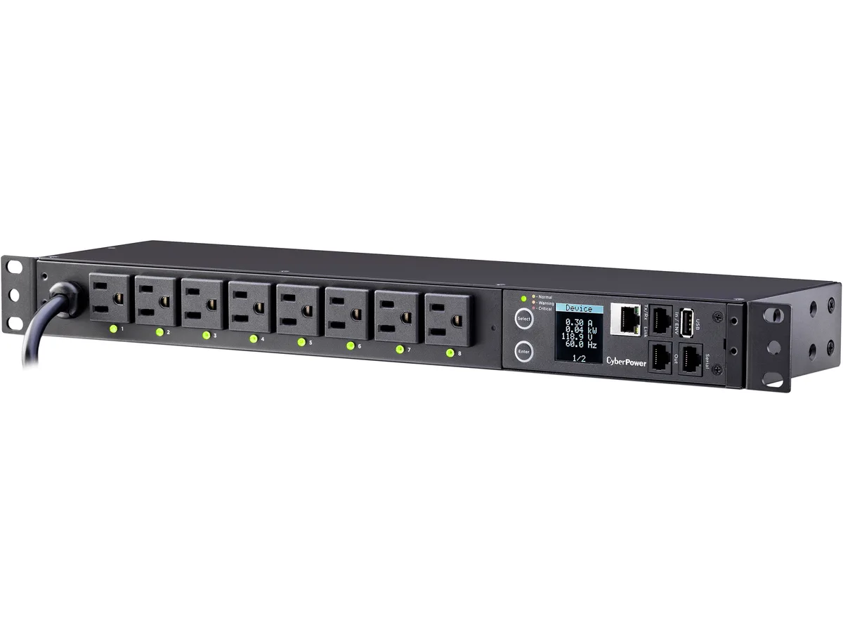 CyberPower CyberPower PDU81001 1U Switched Metered PDU 8 Outlets 12ft Cord — product photo