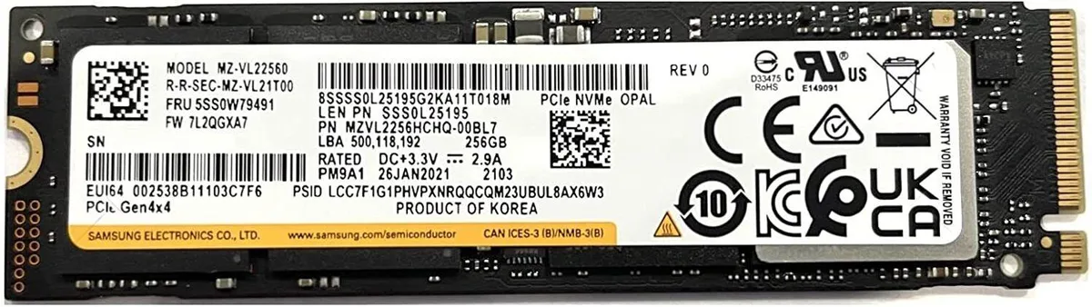 SAMSUNG SAMSUNG MZ-VL22560 256 GB internal SSD — product photo