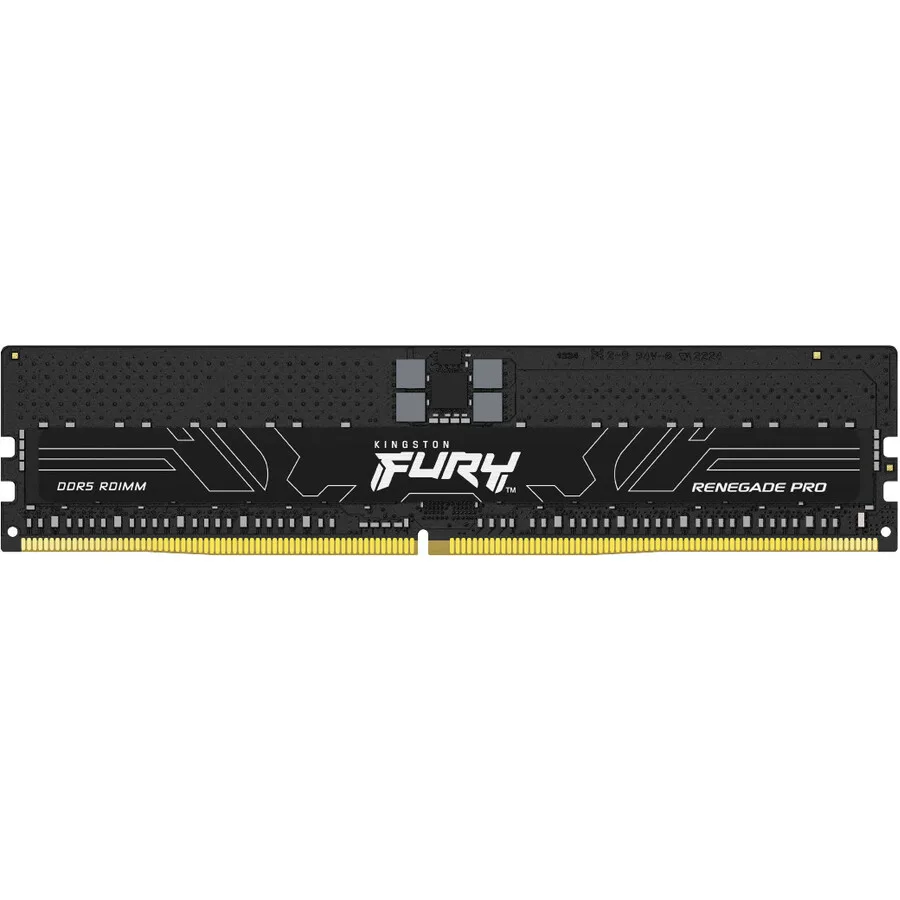 Single black DDR5 RDIMM with silver heat spreader, 288 pins, 32GB capacity
