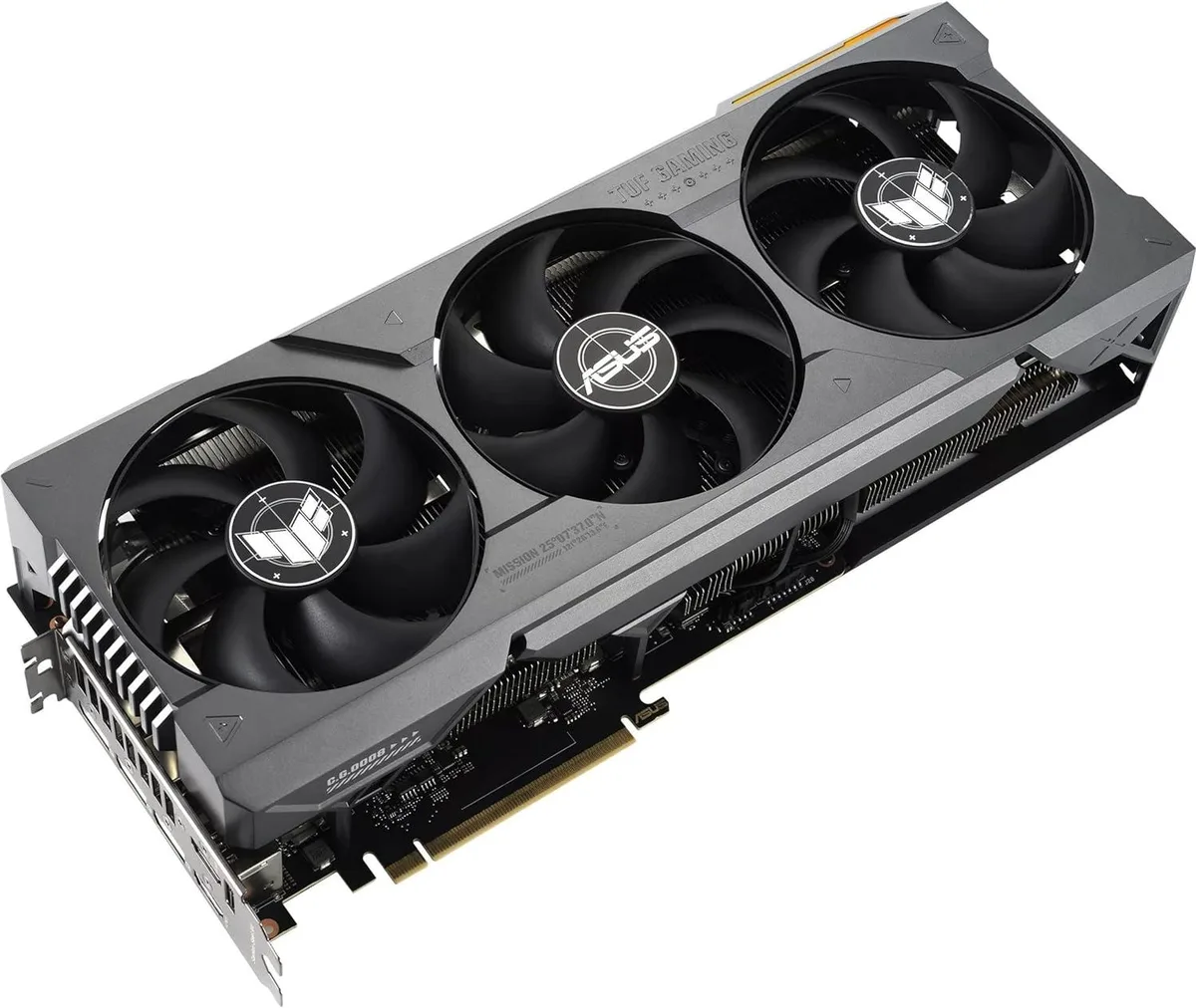 ASUS GeForce RTX 4080 TUF OC graphics card, triple-fan cooler, industrial grey shroud, metal backplate
