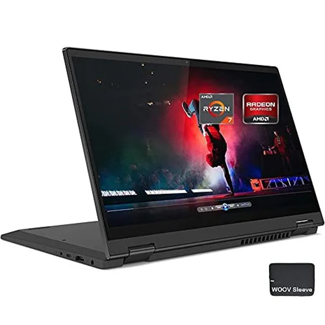 Black 14 inch 2-in-1 touchscreen laptop with 360 degree hinge and fingerprint reader