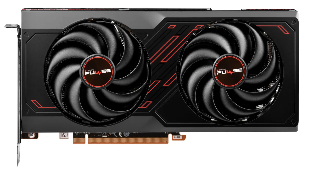 Black dual-fan ATX graphics card, 240 mm long, two-slot design