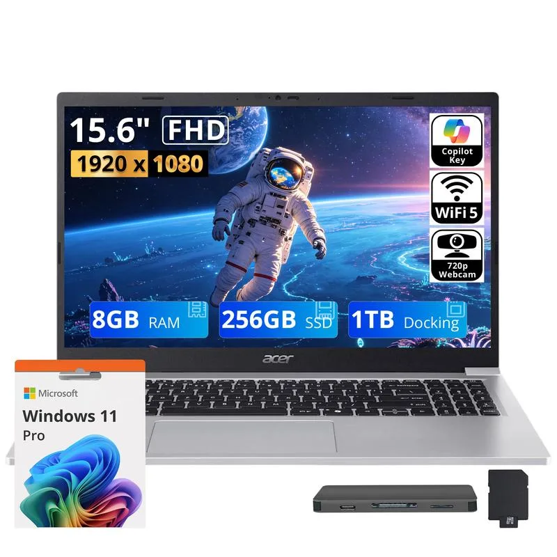 Acer America Acer America Aspire Lite 15 15.6" FHD IPS business laptop Intel Core 3 N350 8GB 1.25TB Light Silver — tuotekuva