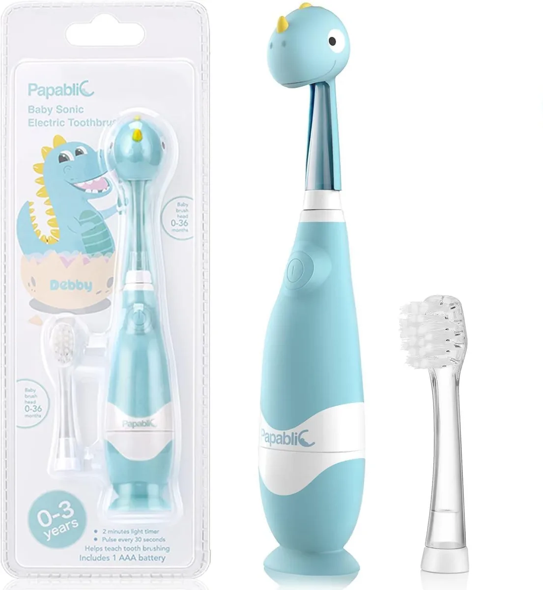  Papablic Papablic49A Sonic Toothbrush 18000 Vibrations Ages 1-3 2 Heads — produktfoto