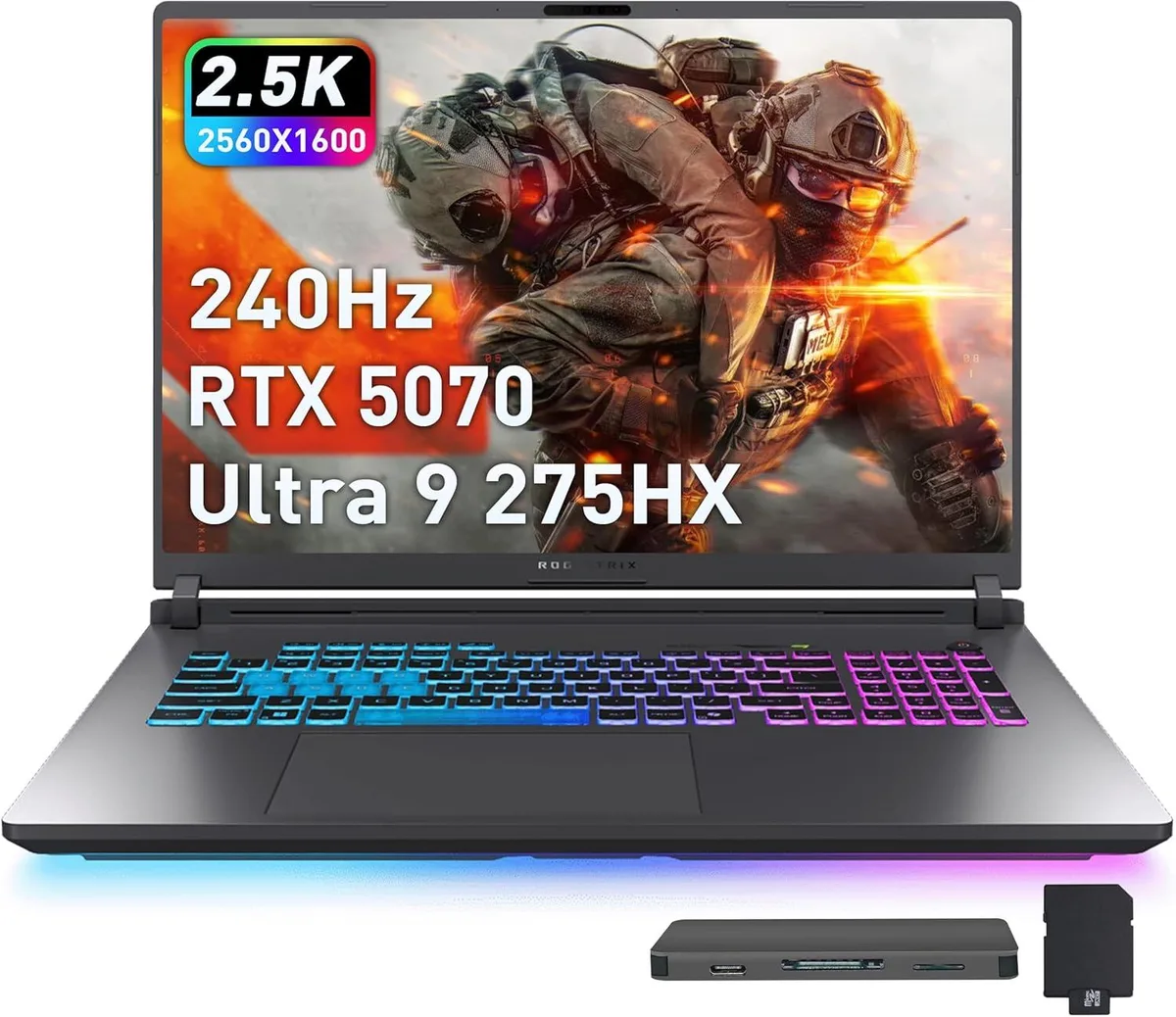 Gray 18 inch gaming laptop with RGB keyboard and anti-glare display