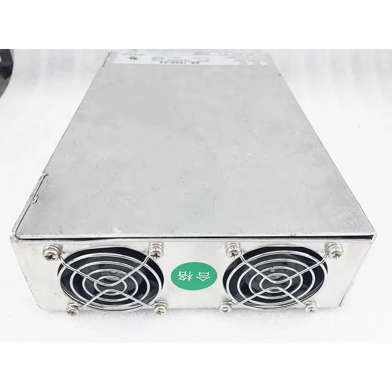 Rectangular metal ATX power supply unit with ventilation grille