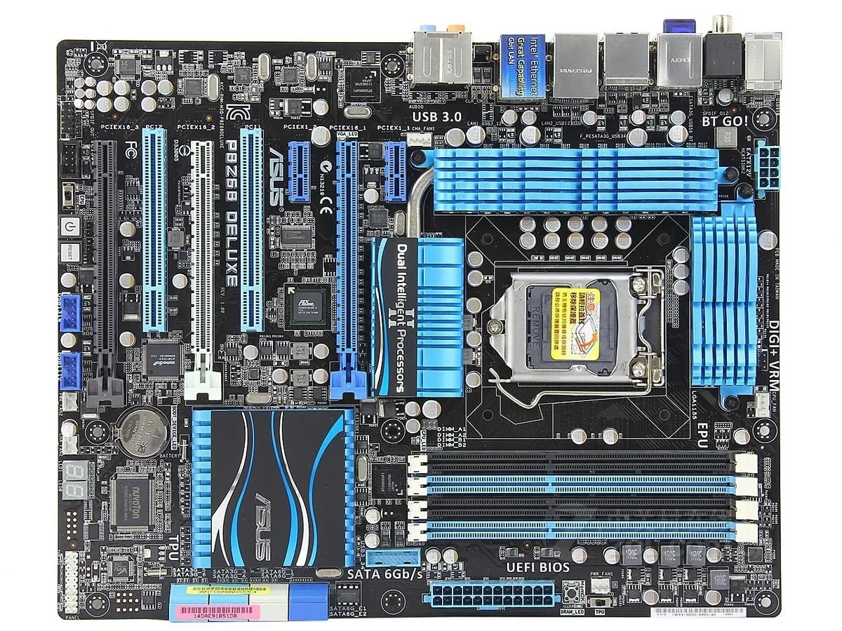 ATX motherboard with LGA 1155 socket and DDR3 slots