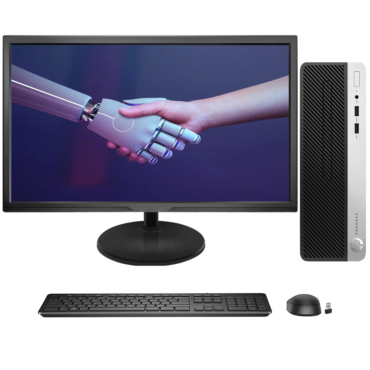 HP HP ProDesk 400 G5 SFF i3-8100 3.6 GHz 16 GB DDR4 1 TB SSD 22" monitor — photo du produit
