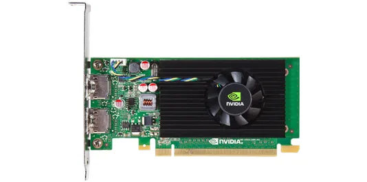 NVIDIA NVS 310 high-profile graphics card, single-slot, dual DisplayPort outputs, green PCB, silver bracket