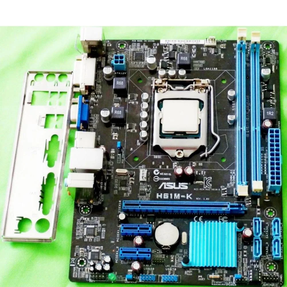 ASUS H61M-K Micro ATX motherboard with LGA 1155 socket and DDR3 slots