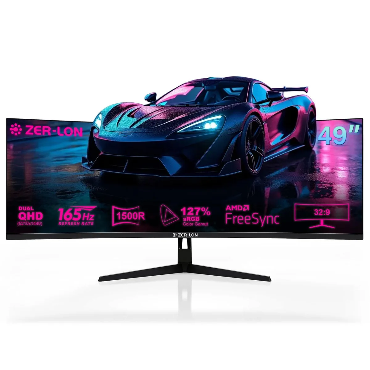 ZER LON ZER LON PD22490W 49" Curved Gaming Monitor 165Hz 5120x1440 — Produktfoto