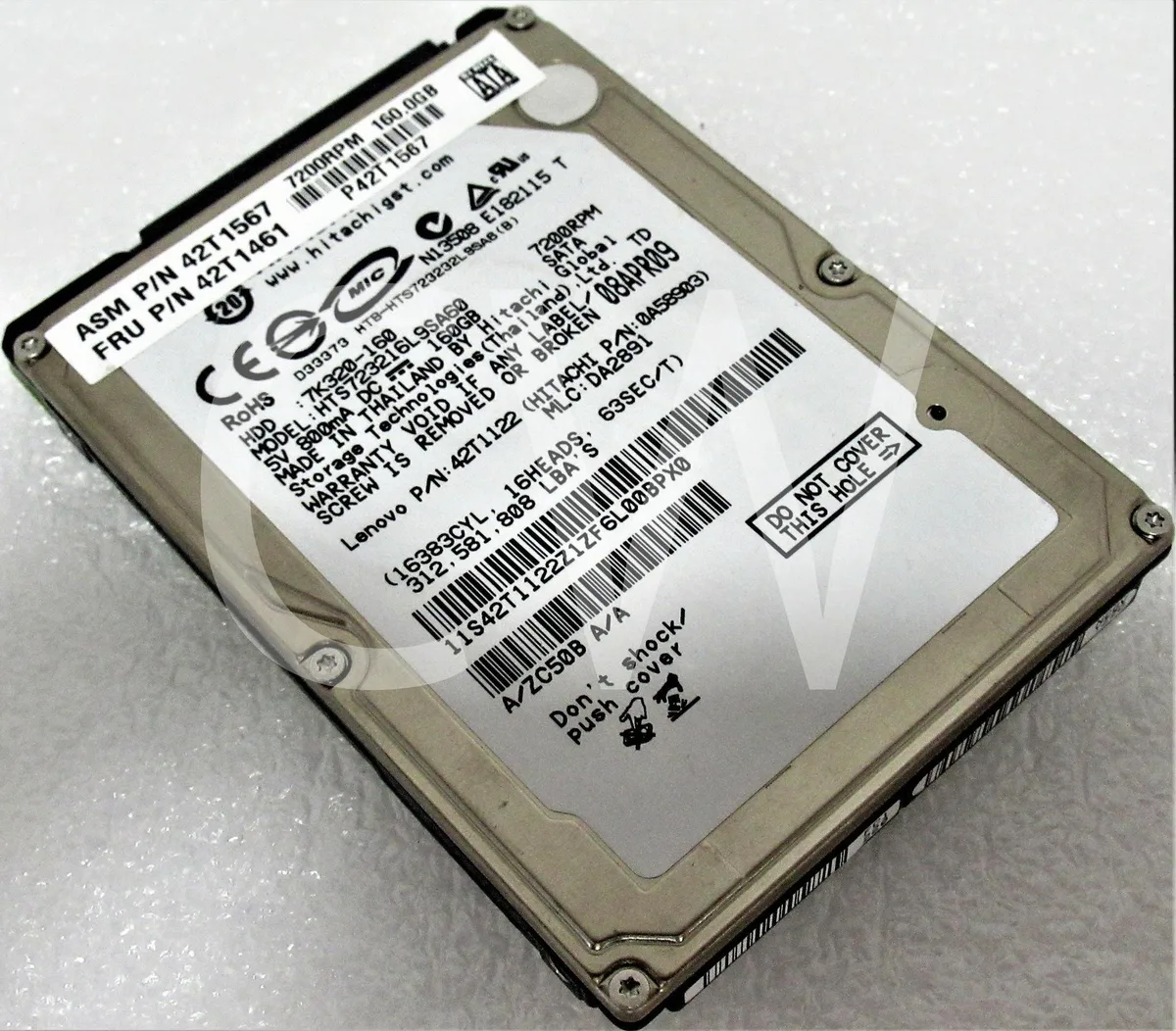 HGST HGST HTS723216L9SA60 160GB 7200RPM 16MB 2.5" SATA internal hard drive — 商品照片