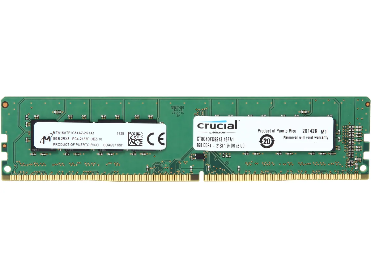 Green rectangular DDR4 desktop memory module with gold edge connectors
