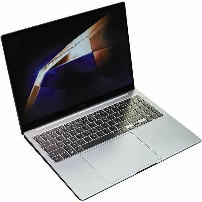 Silver 15.6 inch laptop closed on a plain background