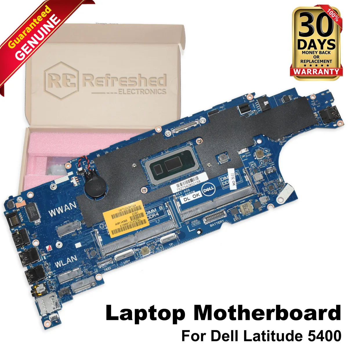 DELL DELL Latitude 5400 Motherboard i5-8365U 1.6GHz 5T75M LA-G892P EDC41 — product photo