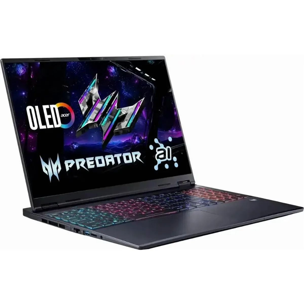 Black 16 inch OLED gaming laptop with thin bezels