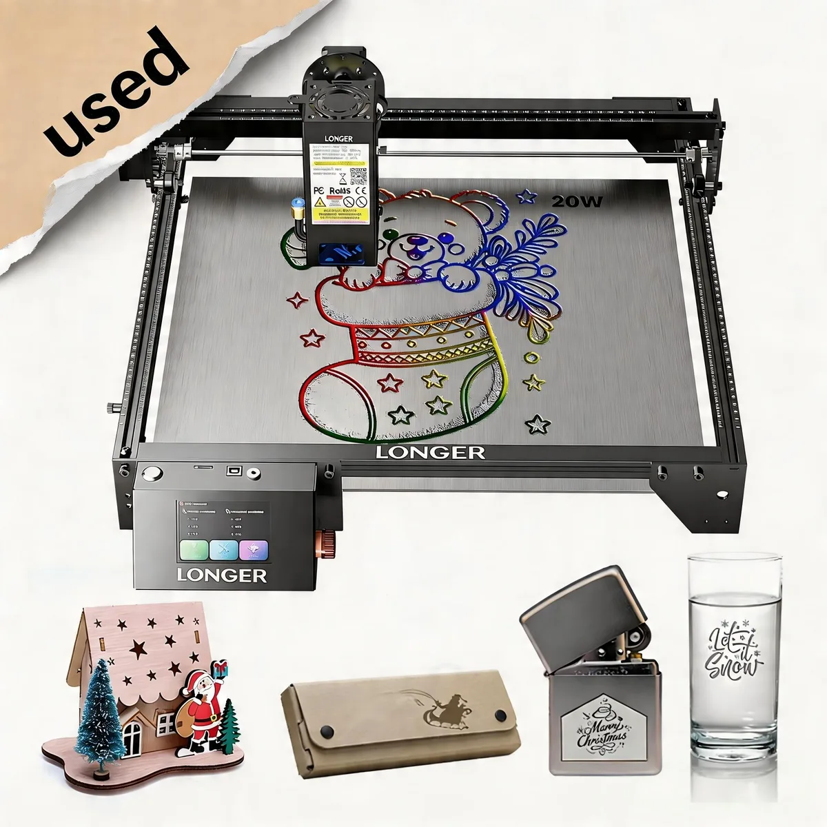 LONGER LONGER RAY5 20W Laser Engraver 3.5-inch Touchscreen — preces foto