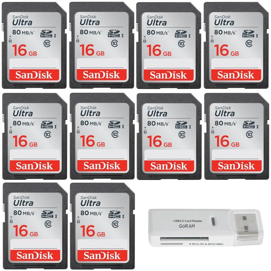 SanDisk SanDisk 16 GB SDHC Class 10 10-pack with USB reader — תמונת המוצר