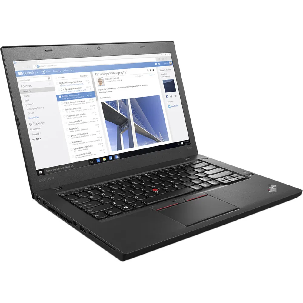 Black Lenovo T460S 13.9 inch laptop closed on white background