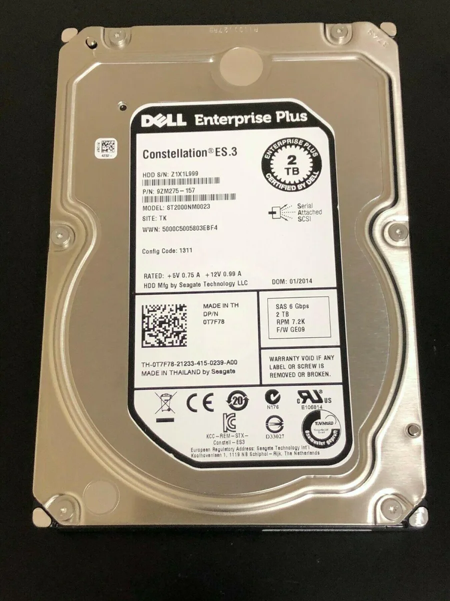 DELL DELL T7F78 2TB 7200 RPM SAS 3.5" internal hard drive — 제품 사진