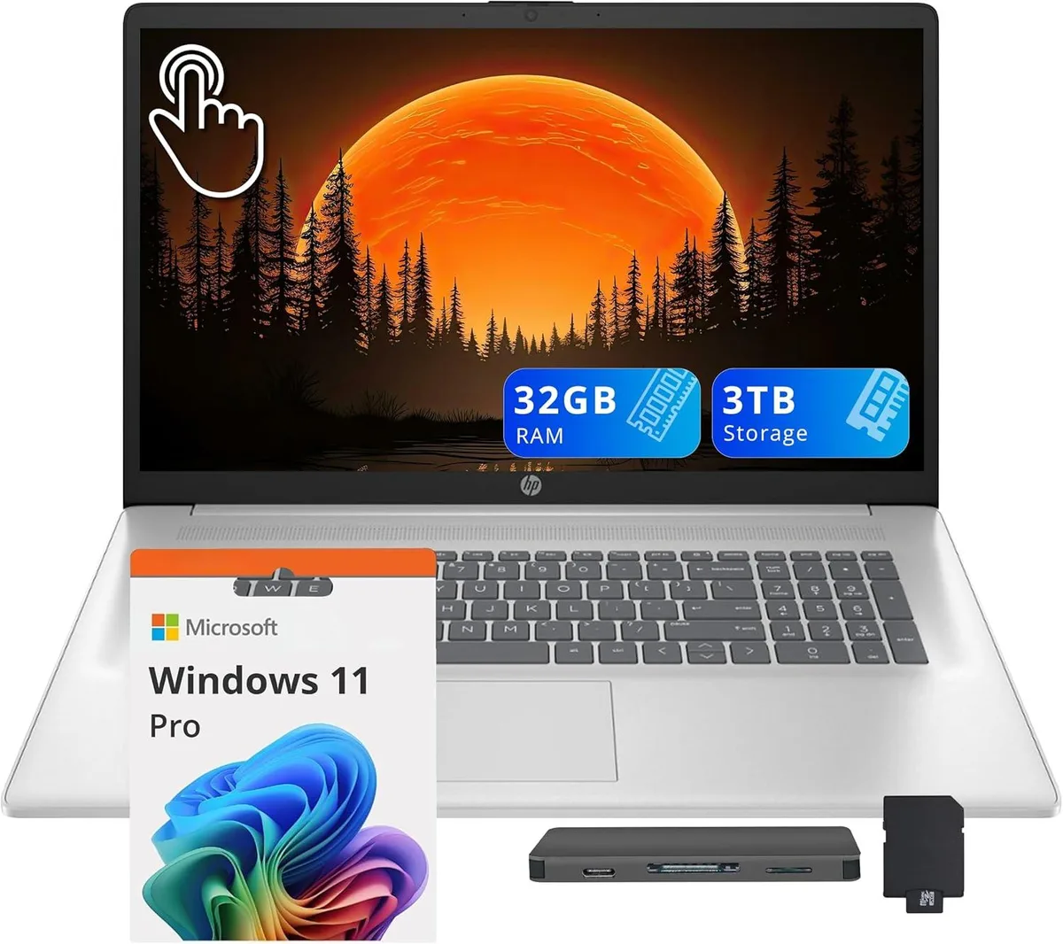 HP HP 17.3" HD+ Touchscreen Business Laptop Ryzen 5 7430U 32GB 2TB SSD + 1TB Dock Silver — 제품 사진