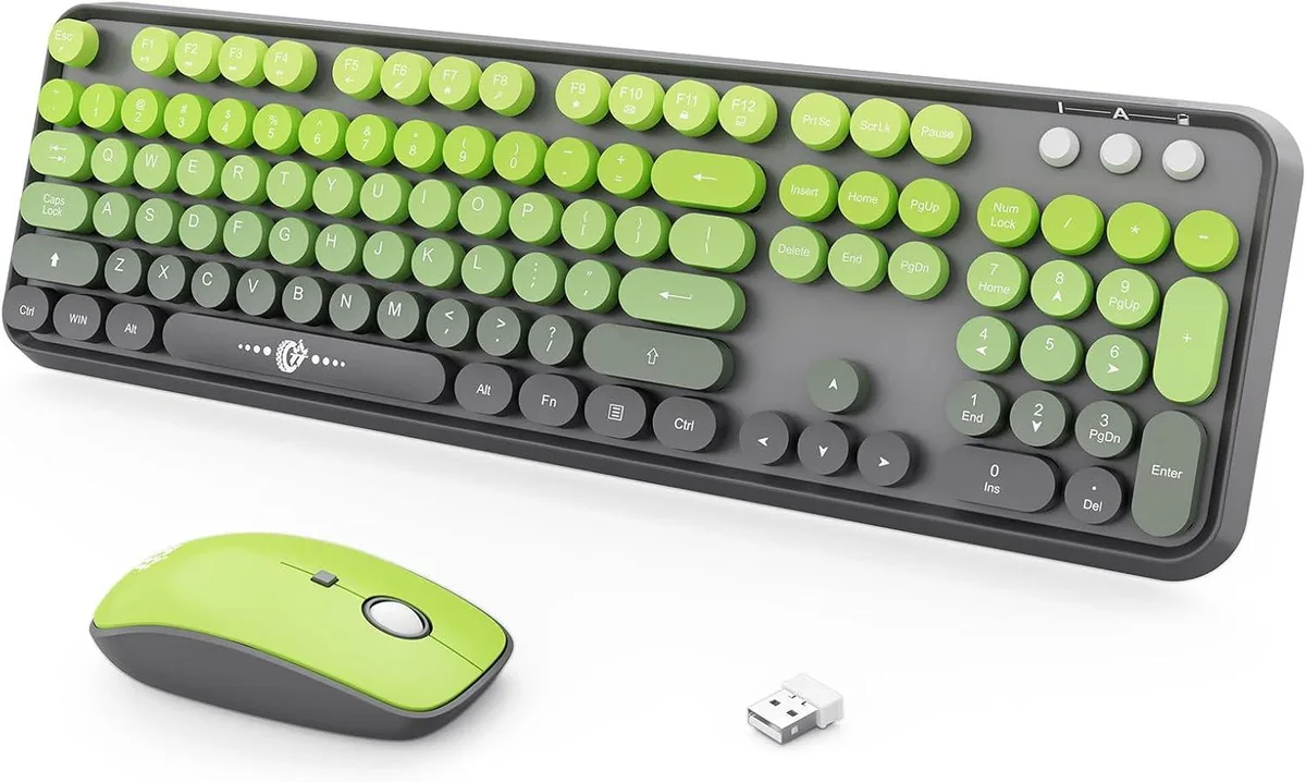 TUKO TUKO Wireless Gaming Keyboard & Mouse Combo 104 Keys 2.4 GHz Gradient Matcha Green — product photo