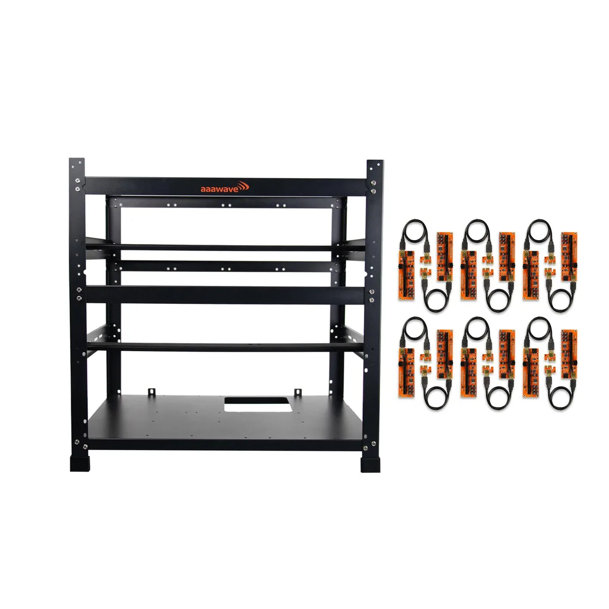 AAAwave AAAwave 12GPU Mining Rig Frame White with 12 PCIe Riser V011 Pro — photo du produit