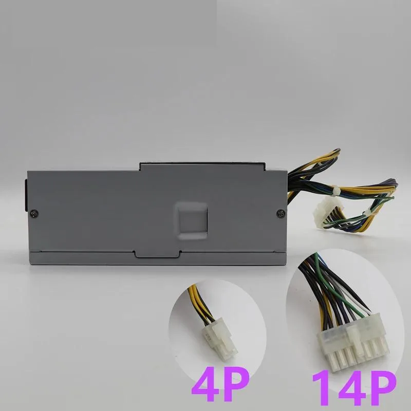Rectangular ATX power supply unit, matte black finish, 14-pin connector visible