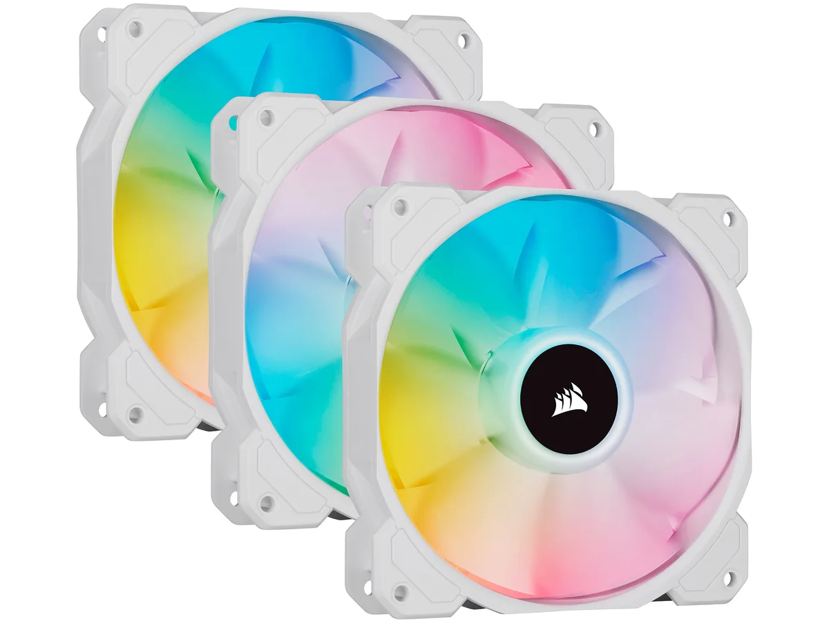 Corsair Corsair CO-9050137-WW iCUE SP120 RGB ELITE 120mm White PWM 3 Fan Kit — photo du produit