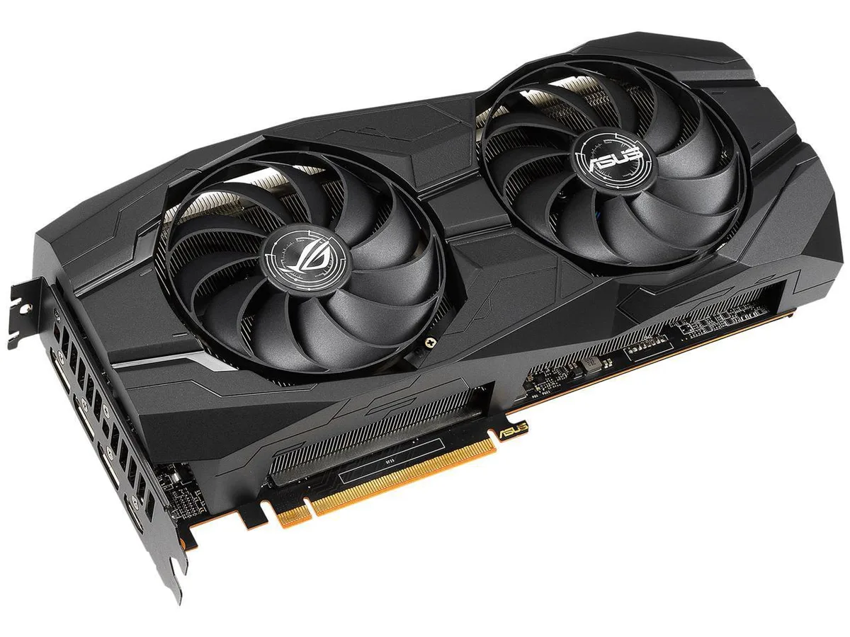 ASUS ROG Strix RX 5500 XT graphics card, dual-fan cooler, black shroud with silver accents