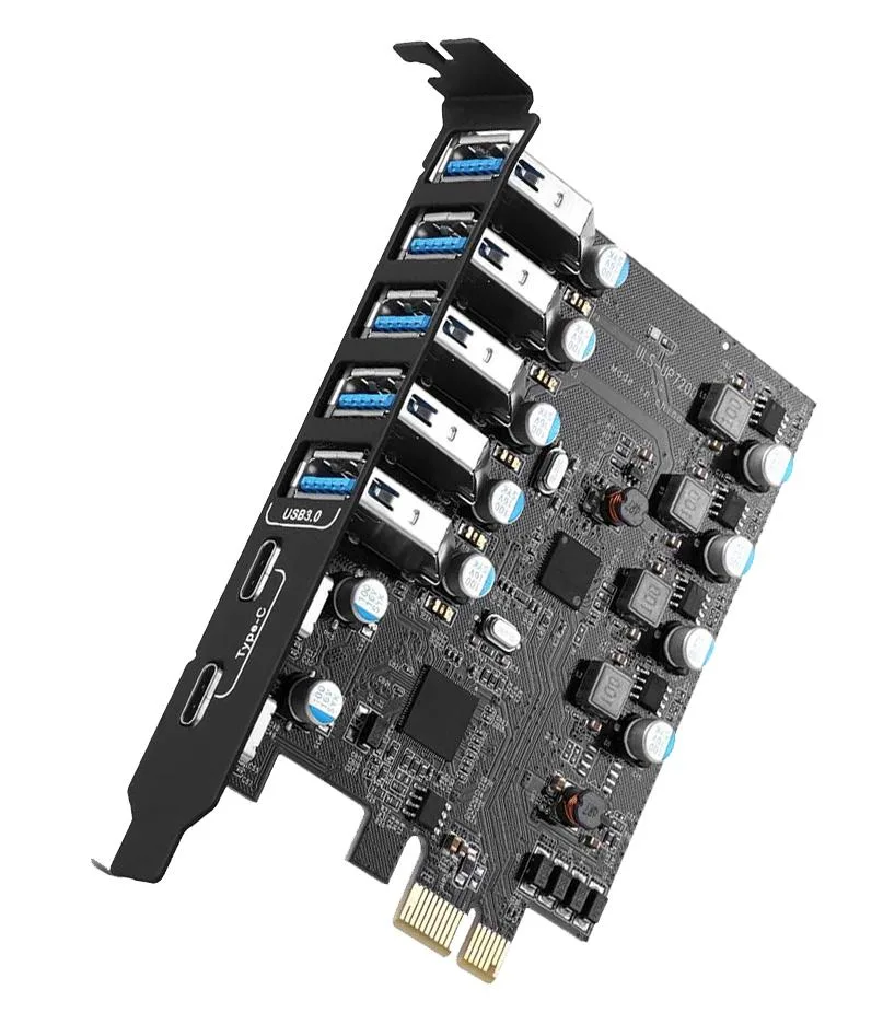 ESTONE ESTONE PCIE25A2C USB 3.0 7-Port PCIe Expansion Card (2× USB-C, 5× USB-A) — preces foto