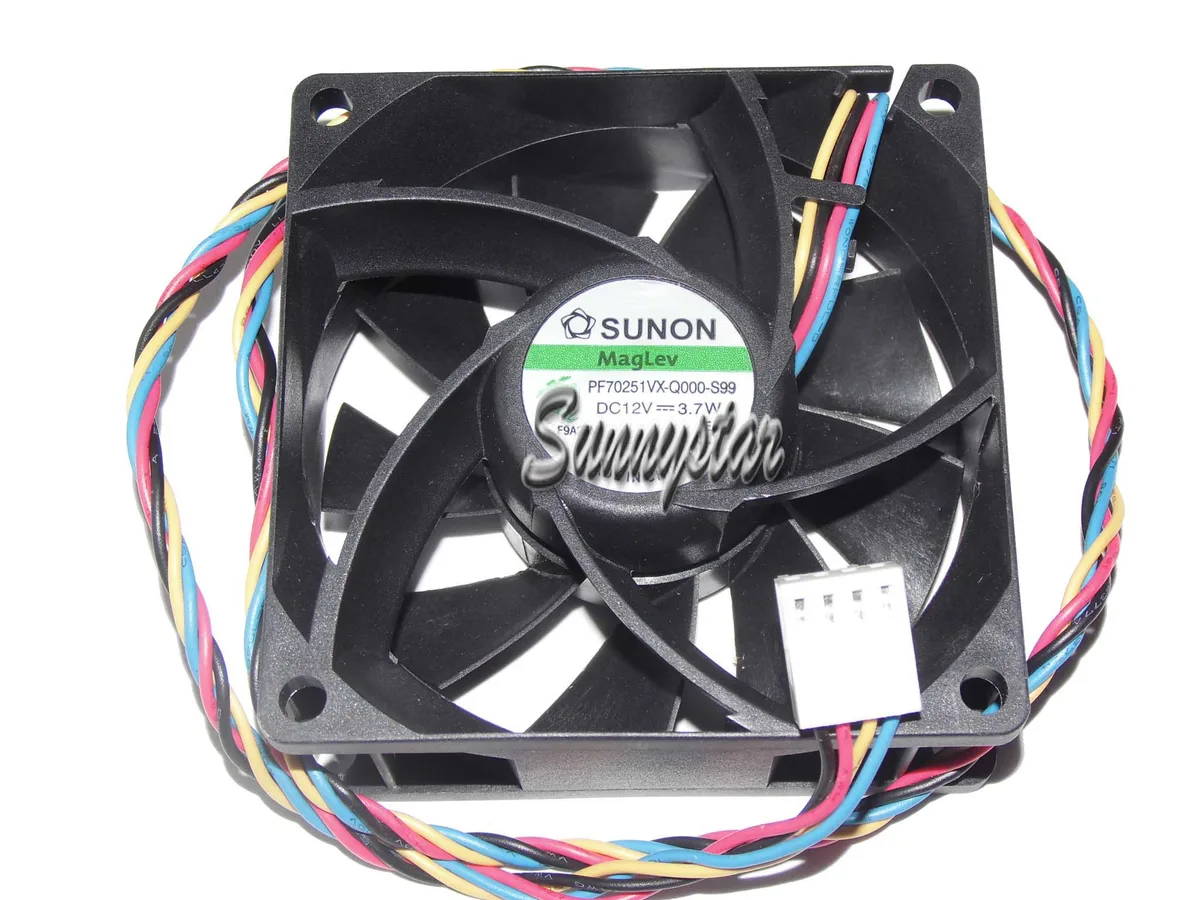Black 70mm square CPU cooler with 4-pin connector