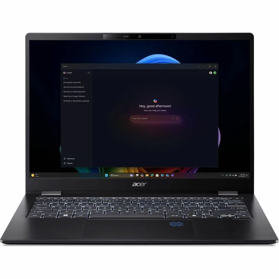 Black 14-inch clamshell laptop with matte finish and subtle branding