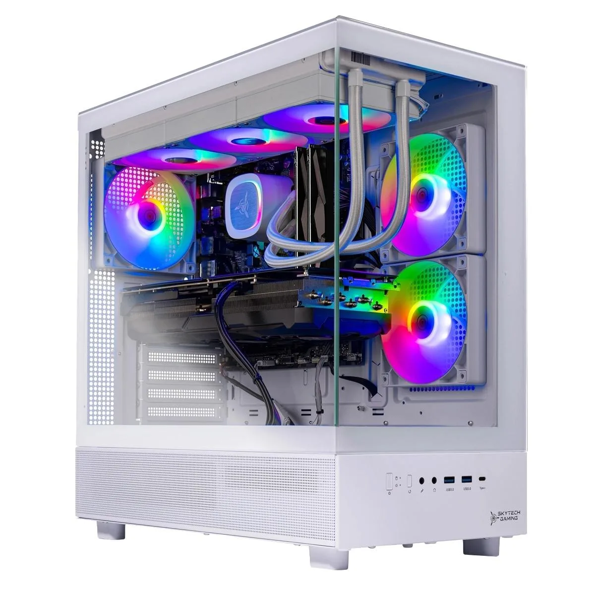 Skytech Skytech Azure 3 ST-AZURE3-3181-W-AL i7-14700F RTX 5070 12GB 1TB NVMe 16GB DDR4 850W 360mm AIO White gaming PC — product photo