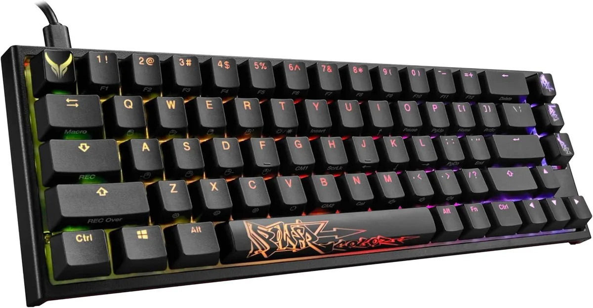 Black compact 65 mechanical keyboard with USB-C cable