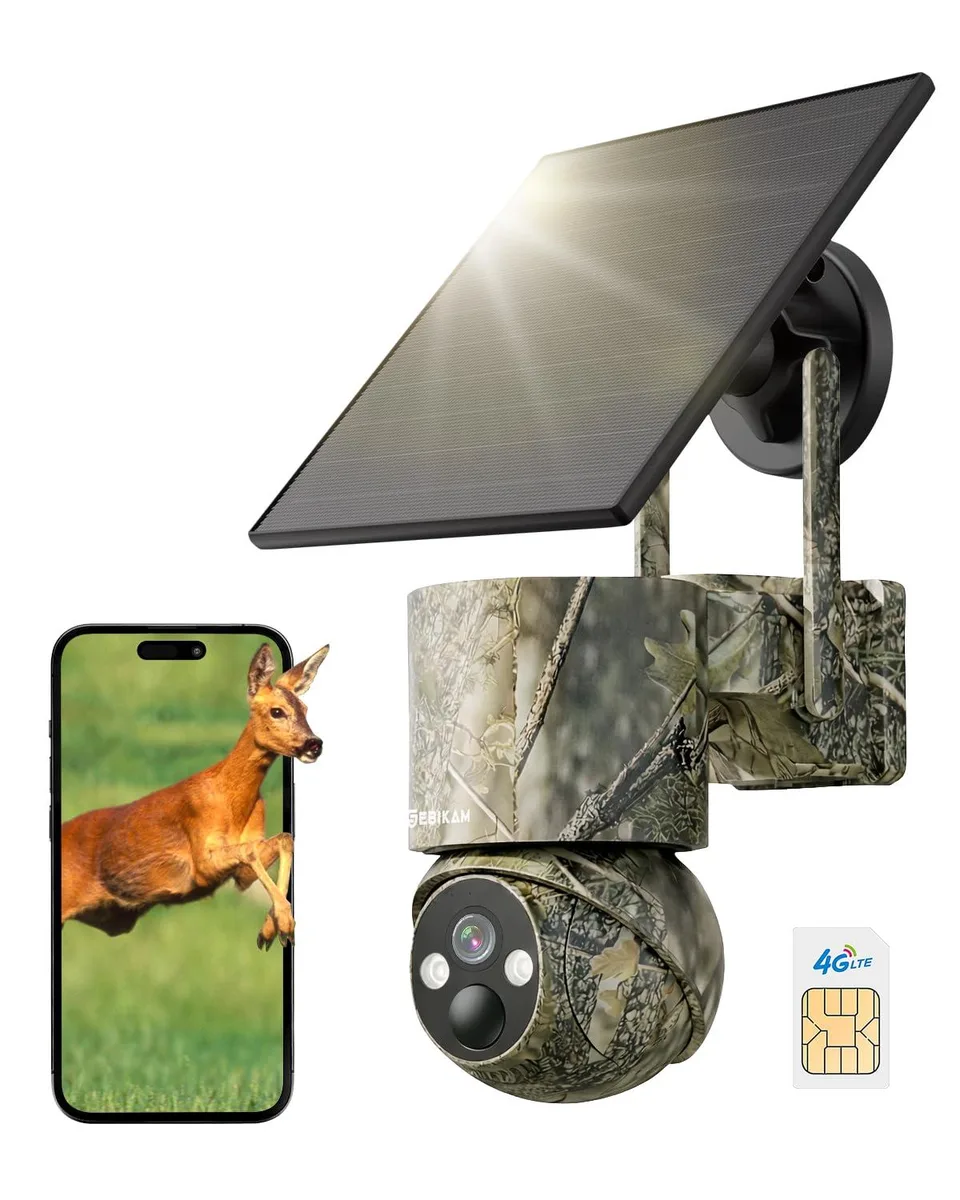 Sebikam 4G LTE Solar Camera 2K 360° PTZ Solar Panel — product photo