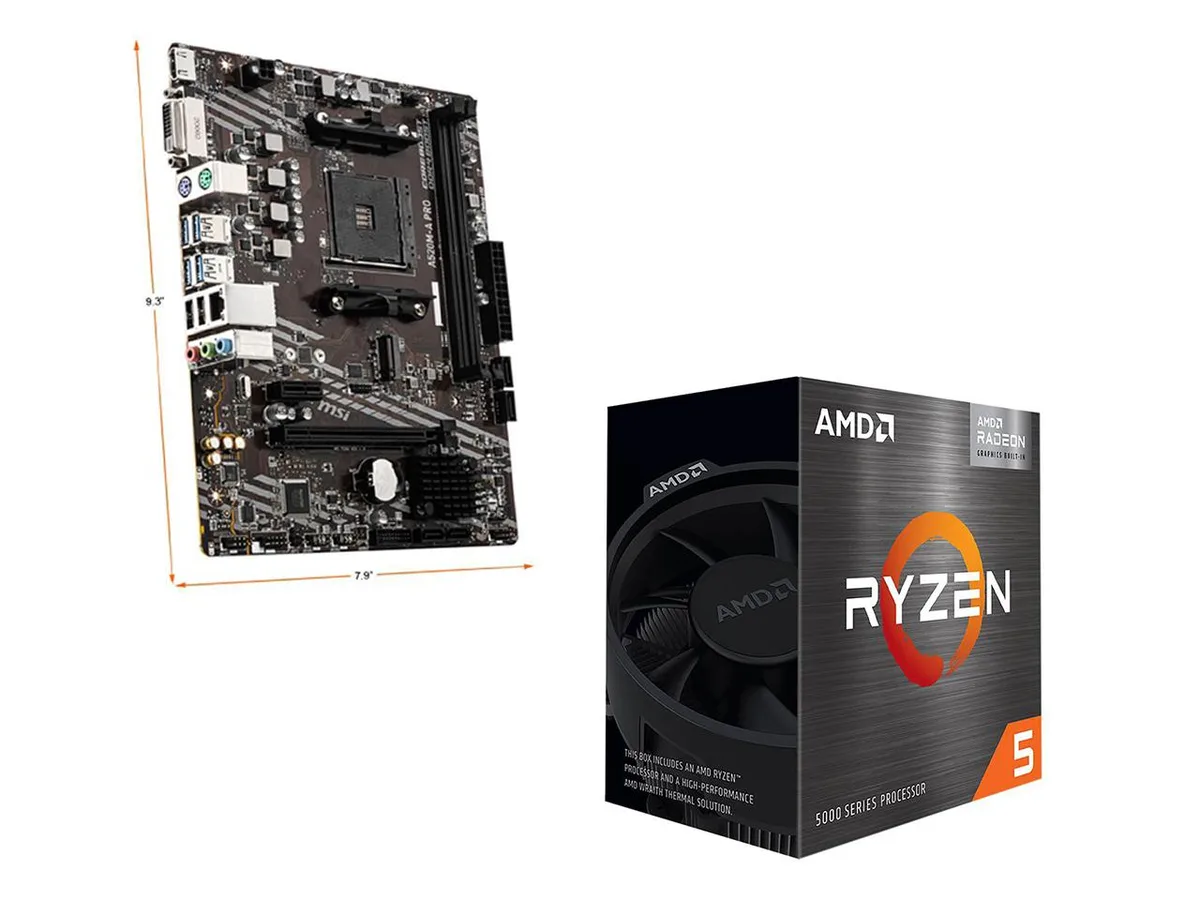 MSI MSI A520M-A PRO AMD motherboard with Ryzen 5 5600G — photo du produit