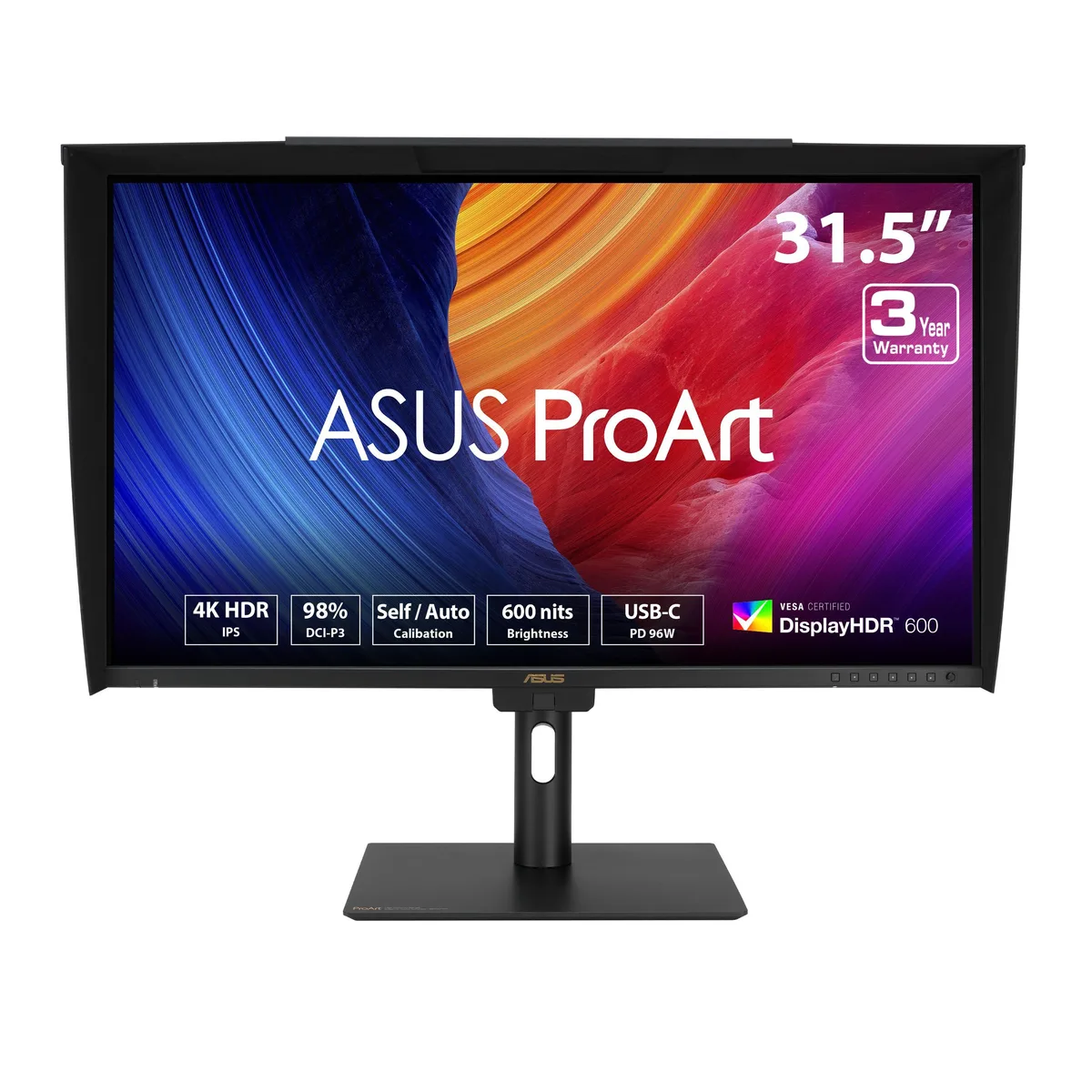 31.5 inch black flat IPS monitor with anti-glare screen and adjustable stand