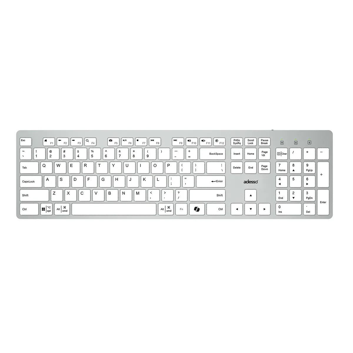 Adesso Adesso AKB-730UW Multi-OS Scissor Switch Keyboard with CoPilot Key White — vörumynd