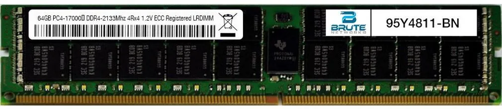 Brute Networks Brute Networks 95Y4811 Lenovo Compatible 64GB DDR4-2133 ECC LRDIMM 4Rx4 1.2V CL15 — photo du produit