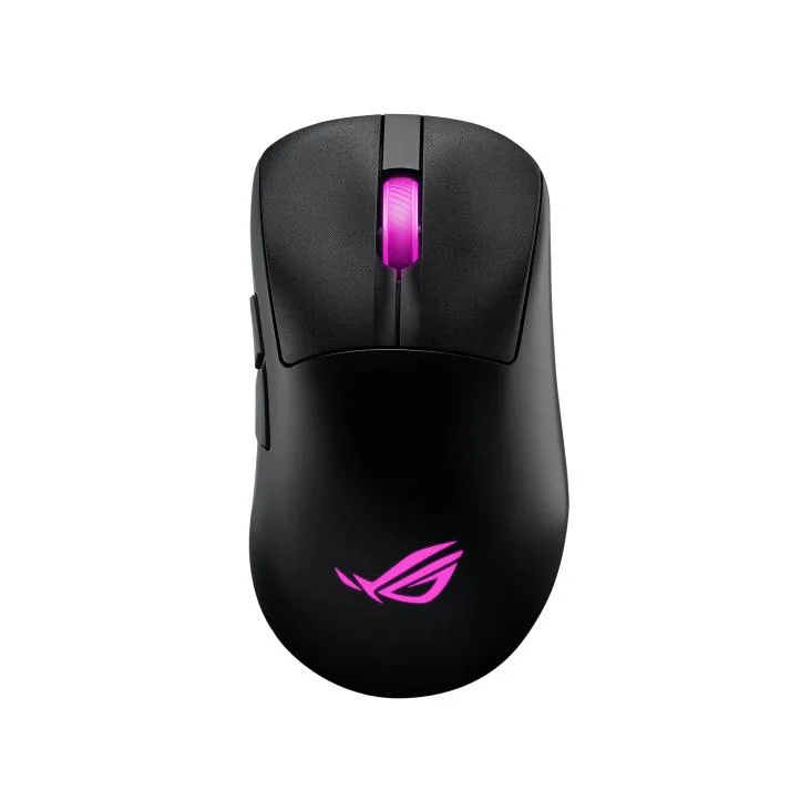 Black lightweight gaming mouse with three-zone RGB lighting and ergonomic shape