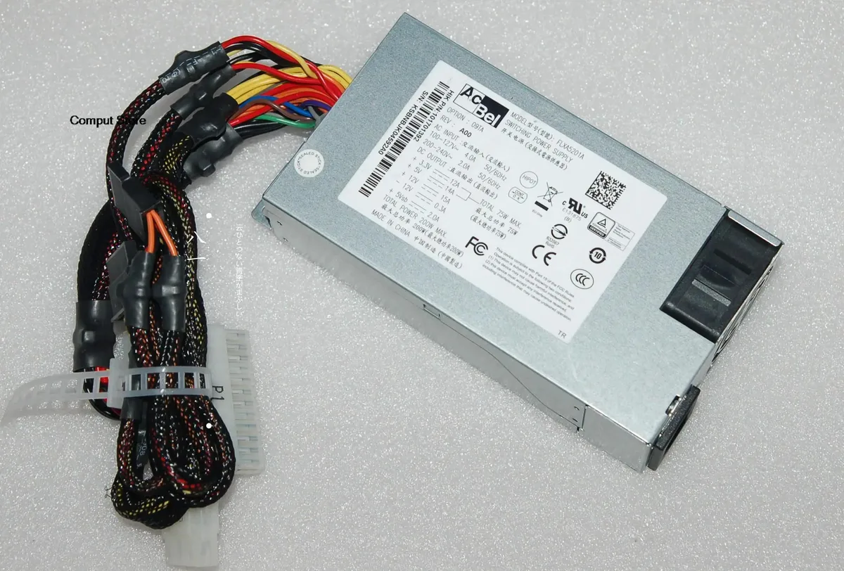 Silver 1U power supply unit with rear fan grille and IEC socket