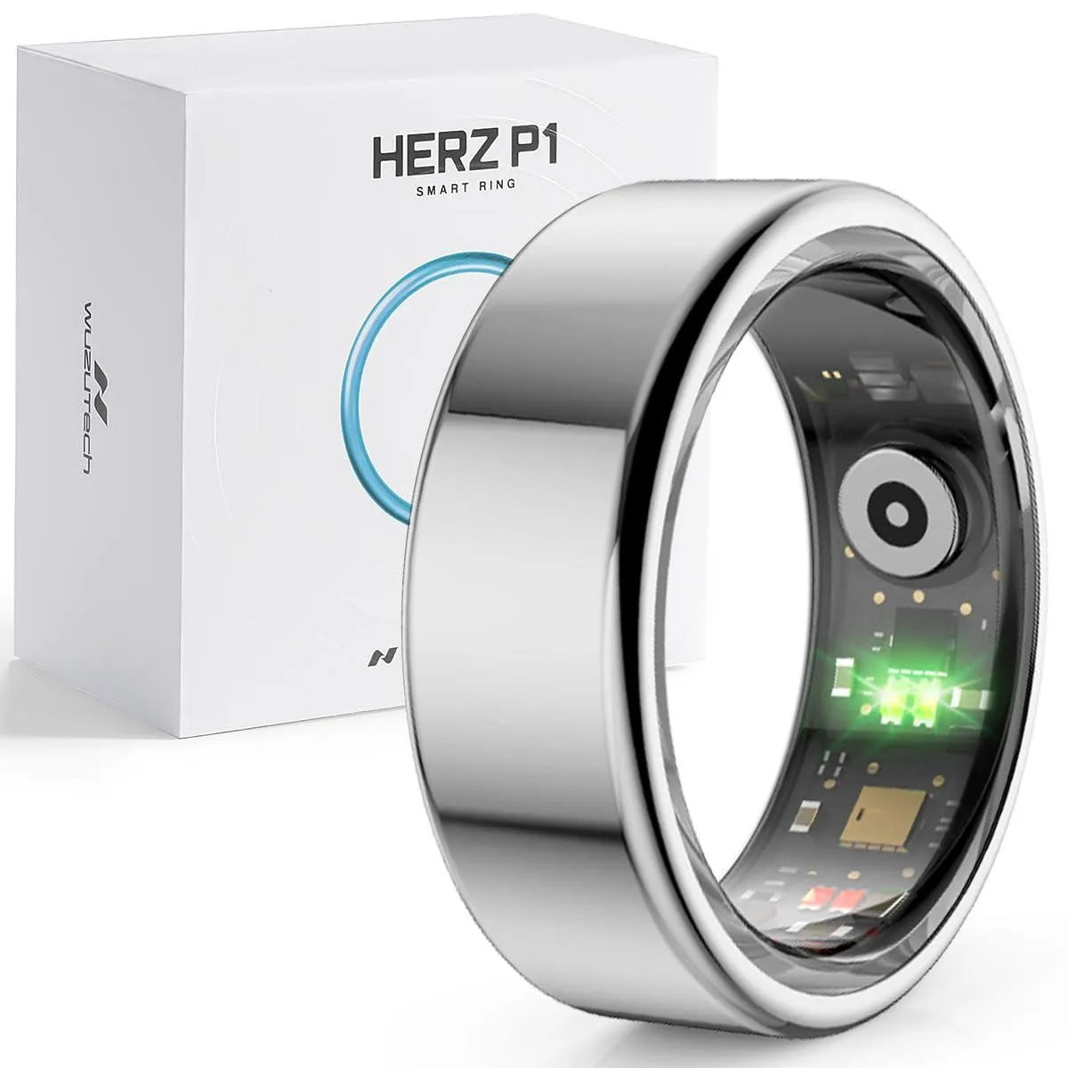  Herz P1 Smart Ring Black Size 8 1.04" 6 Day Battery — صورة المنتج